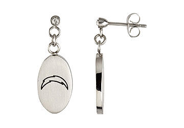 Stainless Steel San Diego Chargers Logo Dangle Earrings - 27.60MM X 10.00MM