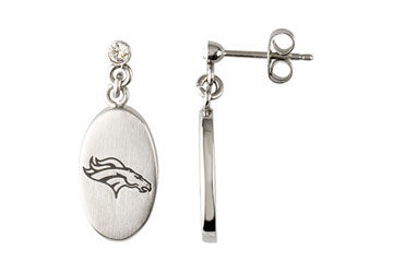 Stainless Steel Denver Broncos Logo Dangle Earrings - 27.60MM X 10.00MM