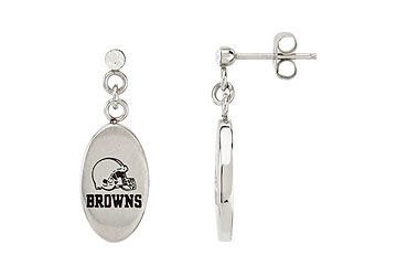 Stainless Steel Cleveland Browns Logo Dangle Earrings - 27.60MM X 10.00MM