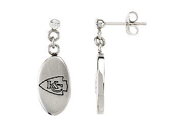 Stainless Steel Kansas City Chiefs Logo Dangle Earrings - 27.60MM X 10.00MM