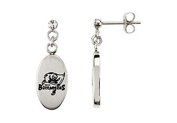 Stainless Steel Tampa Bay Bucs Logo Dangle Earrings - 27.60MM X 10.00MM