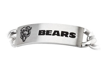 Stainless Steel Chicago Bears Team Name and Logo ID Bracelet - 8 Inch