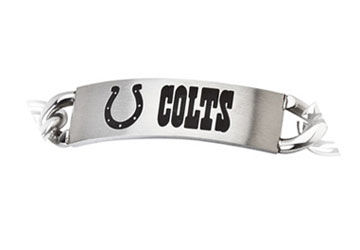 Stainless Steel Indianapolis Colts Team Name and Logo ID Bracelet - 8 Inch