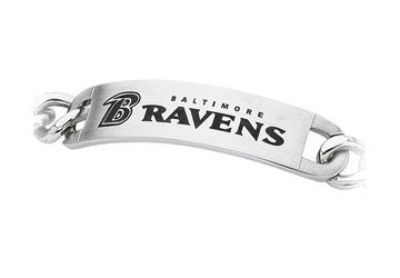 Stainless Steel Baltimore Ravens Team Name and Logo ID Bracelet - 8 Inch