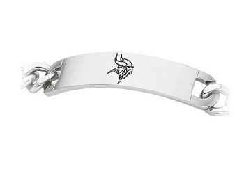 Stainless Steel Minnesota Vikings Team Name and Logo ID Bracelet - 8 Inch