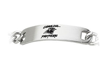 Stainless Steel Carolina Panthers Team Name and Logo ID Bracelet - 8 Inch