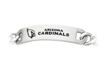 Stainless Steel Arizona Cardinals Team Name and Logo ID Bracelet - 8 Inch