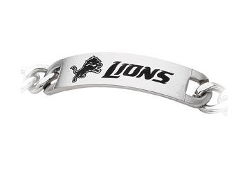 Stainless Steel Detroit Lions Team Name and Logo ID Bracelet - 8 Inch