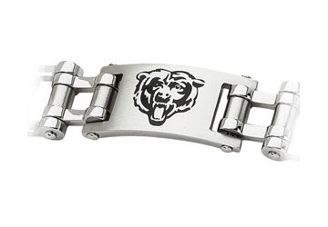 Stainless Steel Chicago Bears Team Logo Bracelet - 8 Inch