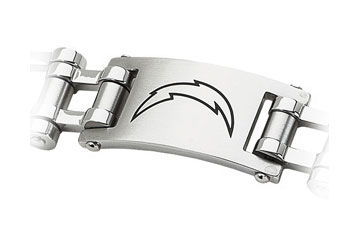 Stainless Steel San Diego Chargers Team  Logo Bracelet - 8 Inch