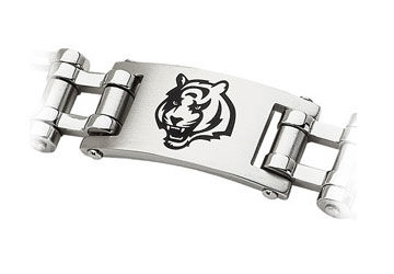 Stainless Steel Cincinnati Bengals Team Logo Bracelet - 8 Inch