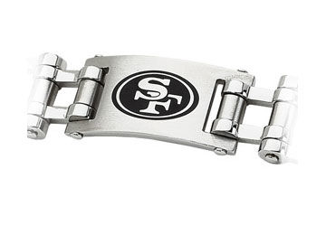 Stainless Steel San Francisco 49ers Team Logo Bracelet - 8 Inch