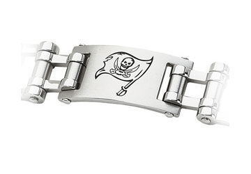 Stainless Steel Tampa Bay Bucs Team Logo Bracelet - 8 Inch