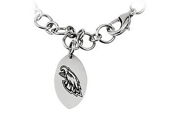 Stainless Steel Philadelphia Eagles Dangle Logo Bracelet - 8 Inch