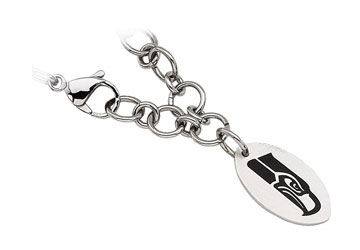 Stainless Steel Seattle Seahawks Dangle Logo Bracelet - 8 Inch