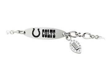 Stainless Steel Indianapolis Colts Team Name and Logo Dangle Bracelet - 7.5 Inch