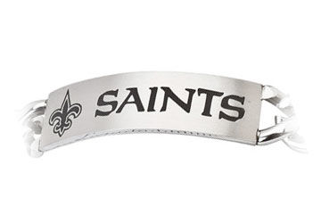 Stainless Steel New Orleans Saints Team Name and Logo ID Bracelet