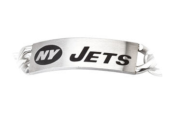 Stainless Steel New York Jets Team Name and Logo ID Bracelet - 8 Inch