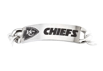 Stainless Steel Kansas City Chiefs Team Name and Logo ID Bracelet - 8 Inch