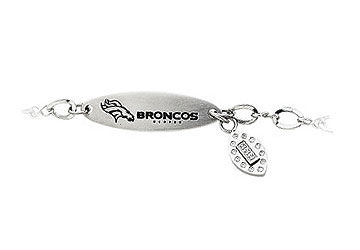 Stainless Steel Denver Broncos Team Name and Logo Dangle Bracelet - 7.5 Inches