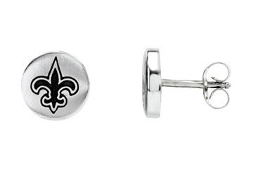 Stainless Steel New Orleans Saints Logo Stud Earrings - 10.00MM X 10.00MM