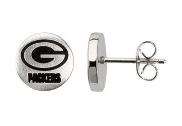 Stainless Steel Green Bay Packers Logo Stud Earrings - 10.00MM X 10.00MM