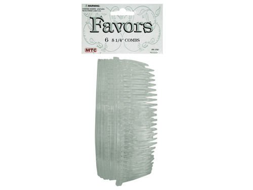 6 pack 5.25 inch clear hair combs