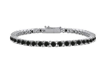 Black Diamond Prong-Set Tennis Bracelet  14K White Gold  4.00 CT Diamonds