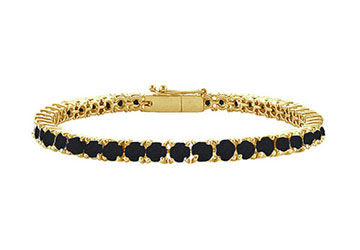 Black Diamond Prong-Set Tennis Bracelet  14K Yellow Gold  3.00 CT Diamonds