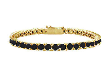 Black Diamond Prong-Set Tennis Bracelet  14K Yellow Gold  5.00 CT Diamonds