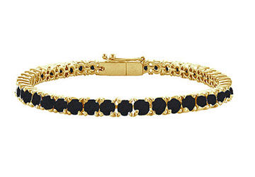 Black Diamond Prong-Set Tennis Bracelet  14K Yellow Gold  7.00 CT Diamonds