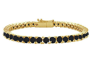 Black Diamond Prong-Set Tennis Bracelet  14K Yellow Gold  10.00 CT Diamonds