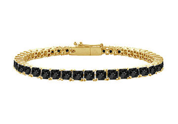 Black Diamond Princess-Cut Tennis Bracelet  14K Yellow Gold  2.00 CT Diamonds