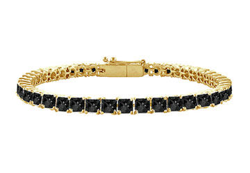 Black Diamond Princess-Cut Tennis Bracelet  14K Yellow Gold  3.00 CT Diamonds