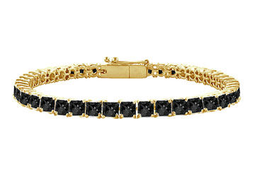 Black Diamond Princess-Cut Tennis Bracelet  14K Yellow Gold  5.00 CT Diamonds