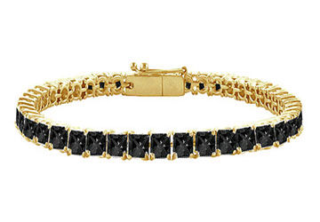 Black Diamond Princess-Cut Tennis Bracelet  14K Yellow Gold  7.00 CT Diamonds