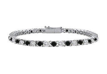 Black and White Diamond Prong-Set Tennis Bracelet  14K White Gold  1.00 CT Diamonds