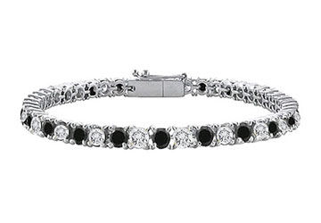 Black and White Diamond Prong-Set Tennis Bracelet  14K White Gold  5.00 CT Diamonds