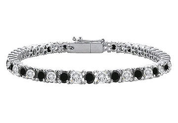 Black and White Diamond Prong-Set Tennis Bracelet  14K White Gold  7.00 CT Diamonds