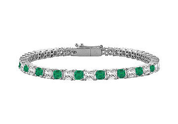 Emerald  Diamond Princess Cut Platinum Tennis Bracelet 5.00 CT TGW