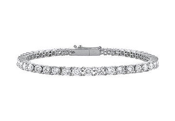 14K White Gold  Cubic Zirconia Prong-Set 2.00 CT TGW Tennis Bracelet