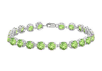 14K White Gold Prong Set Round Peridot Bracelet with 12.00 CT TGW