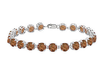 14K White Gold Prong Set Round Smoky Topaz Bracelet with 12.00 CT TGW