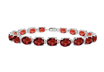 14K White Gold Prong Set Oval Garnet Bracelet with 15.00 CT TGW