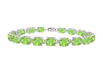 14K White Gold Prong Set Oval Peridot Bracelet with 15.00 CT TGW