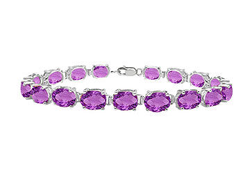 14K White Gold Prong Set Oval Amethyst Bracelet with 15.00 CT TGW