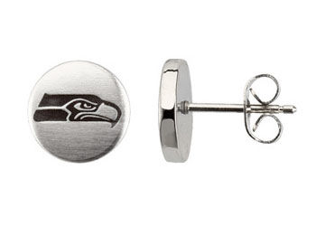 Stainless Steel Seattle Seahawks Logo Stud Earrings - 10.00MM X 10.00MM