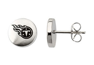 Stainless Steel Tennessee Titans Logo Stud Earrings - 10.00MM X 10.00MM