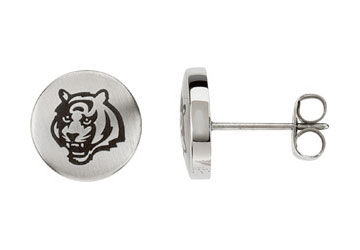 Stainless Steel Cincinnati Bengals Logo Stud Earrings - 10.00MM X 10.00MM