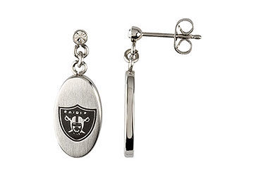 Stainless Steel Oakland Raiders Logo Dangle Earrings - 27.60MM X 10.00MM